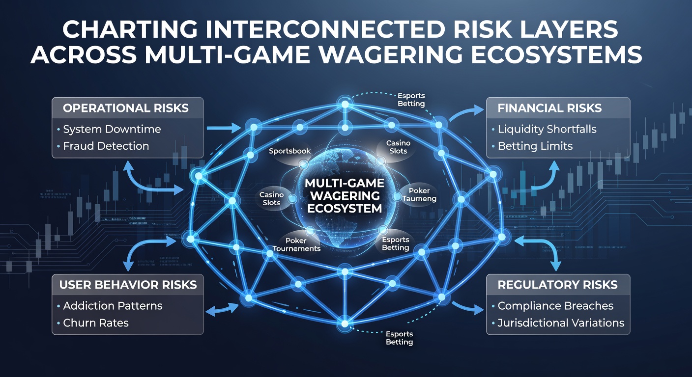 Diagram showing layered risk connections across poker, slots, sports betting, and roulette platforms