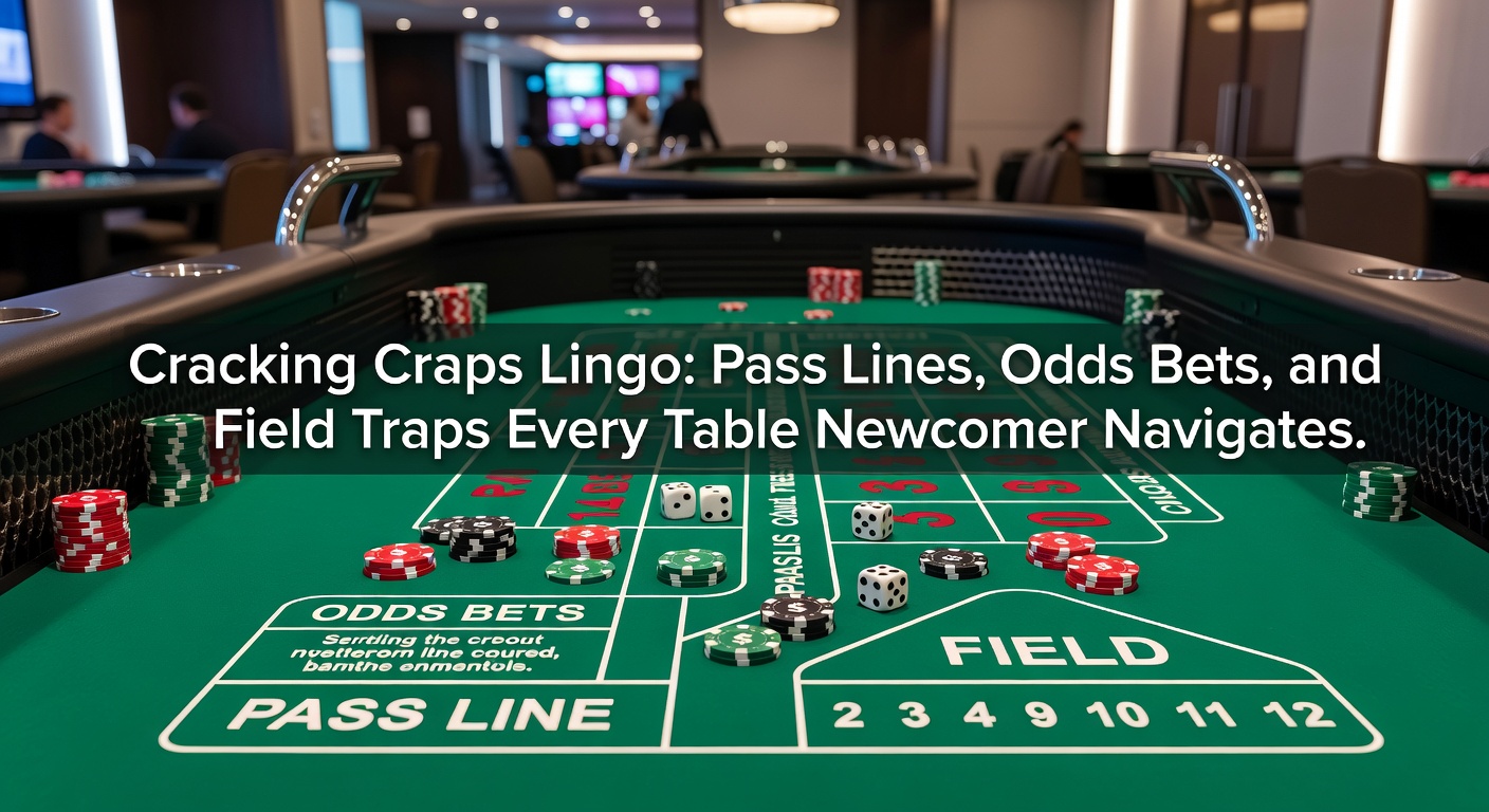 Close-up of odds bet chips placed behind pass line marker on a lively craps table, dice showing a point number