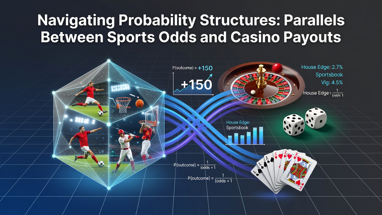 Visual comparison of sports betting odds boards and casino slot machine payout tables side by side