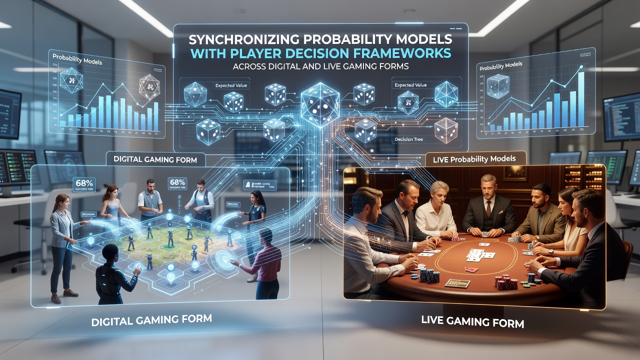 Side-by-side comparison of digital RNG interface and live casino table with overlaid decision trees