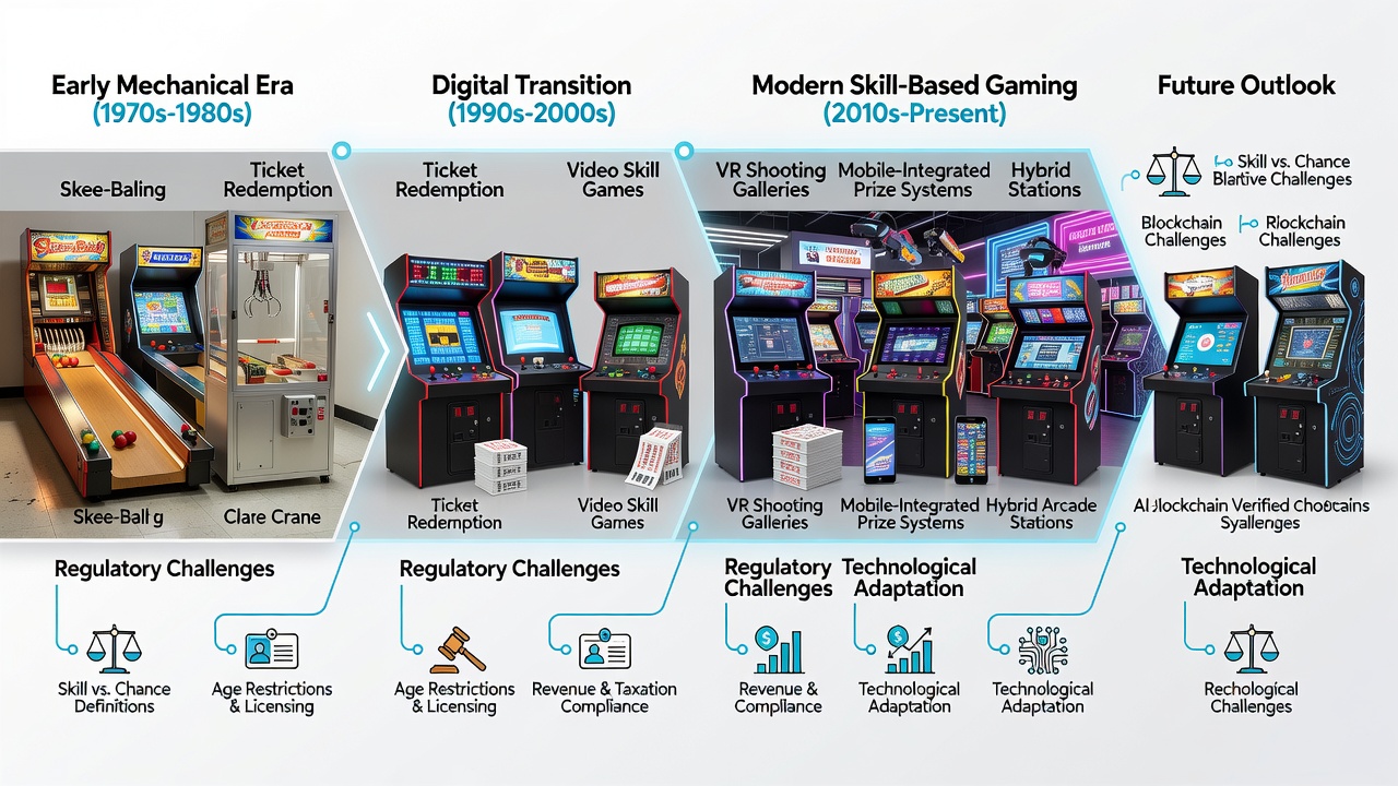 Regulatory review process for skill-based machines in arcade settings with testing equipment and compliance documentation