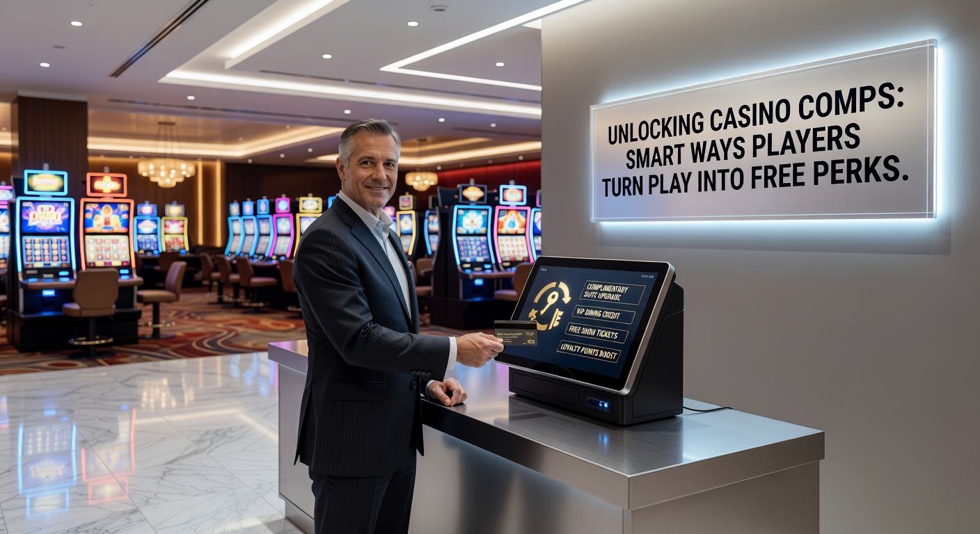 A VIP lounge scene with players receiving personalized comp offers on tablets, illustrating high-end casino rewards